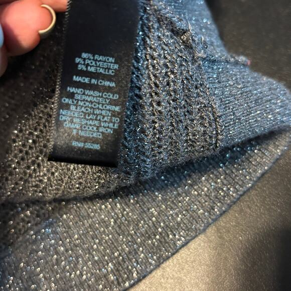 Express Metallic Knit Dolman Sleeve Sweater Gray Silver Shimmer Women’s M - Picture 6 of 6